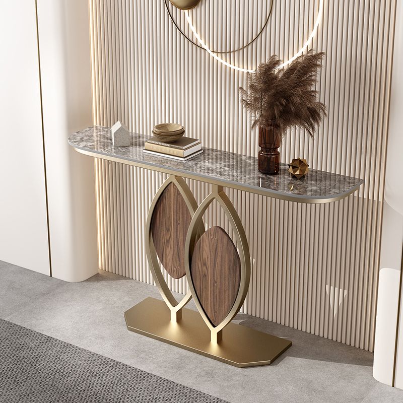 Stain Resistant Glam Marble/metal Rectangle Console Table in Brown/blue