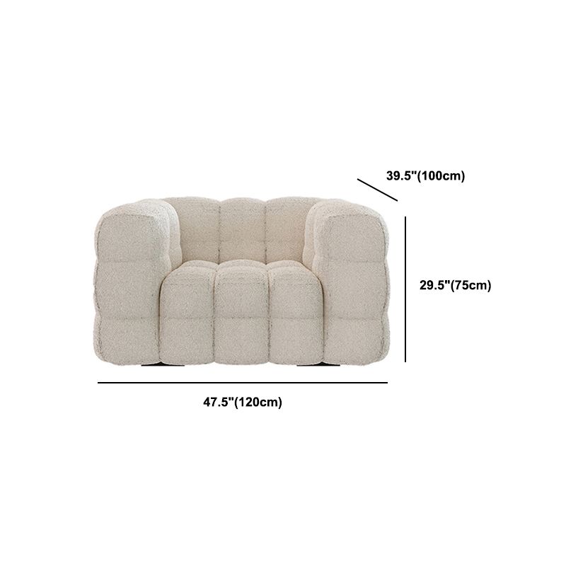 Pillow Sewn Back Sofa Contemporary Tuxedo Arm White Wool - 39.37" D