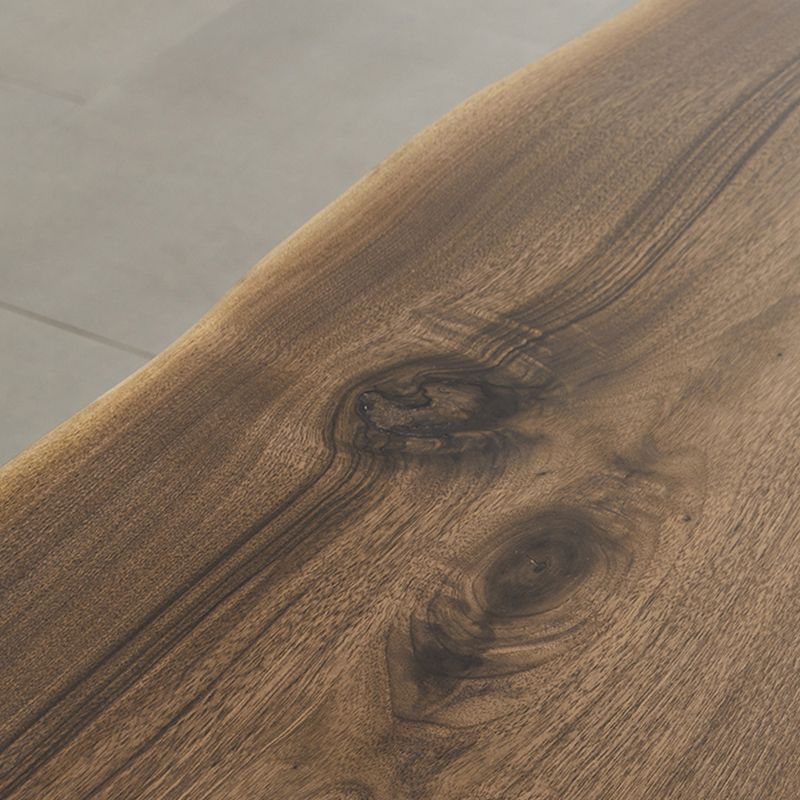 Natural Walnut Top Dining Table Modern Rectangle Transparency Acrylic Base Table