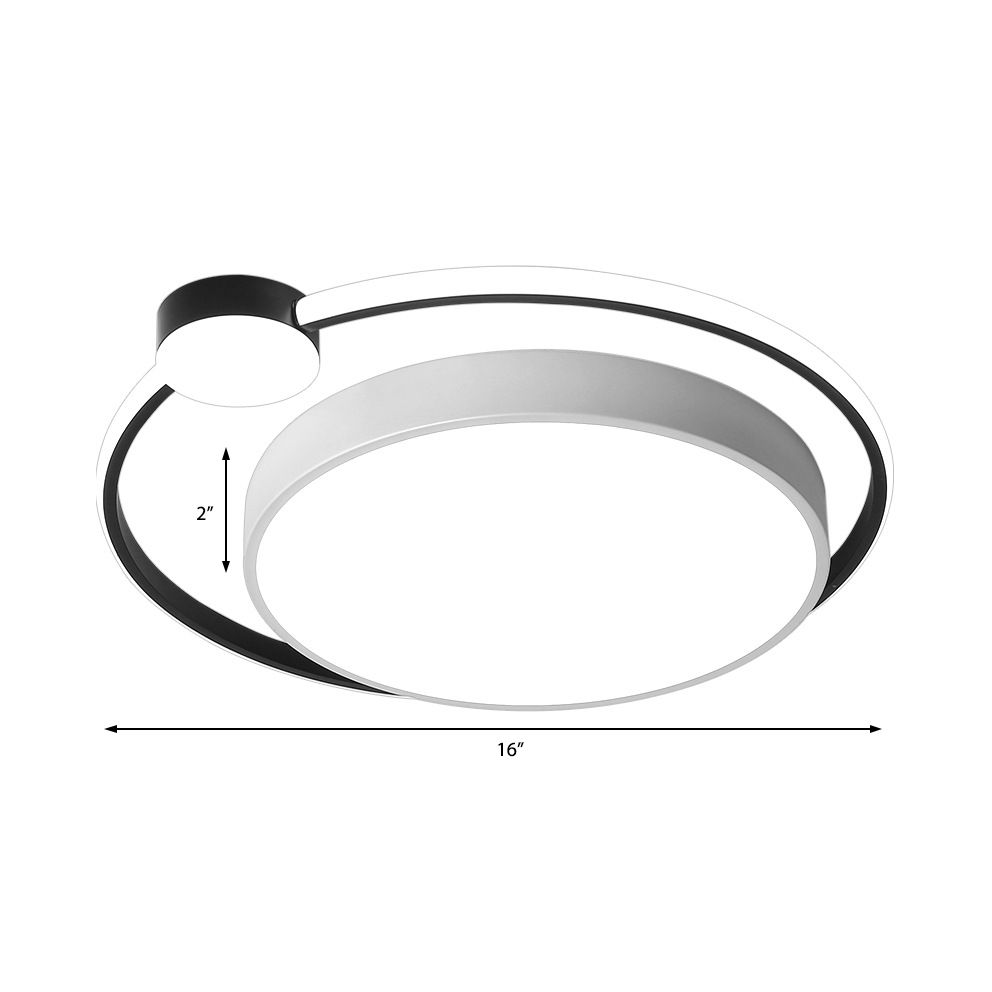 16"/19.5" Ring Flushmount Ceiling Fixture Modern Acrylic 1 Light Flushmount Lighting in White/White with Black