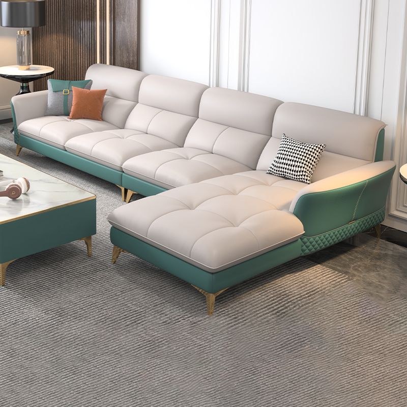 34.64 " H Genuine Leather Flared Arm Sofa & Chaise for Living Room