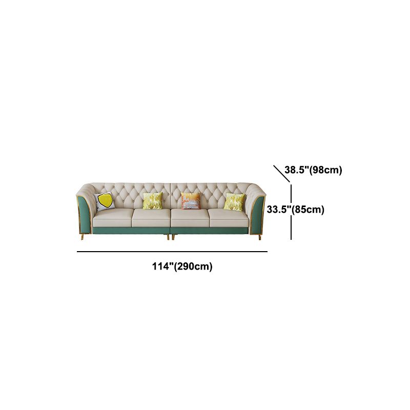 Leather Tuxedo Arm Sectional Sofa 33.46"High Tufted Split-Back Sofa