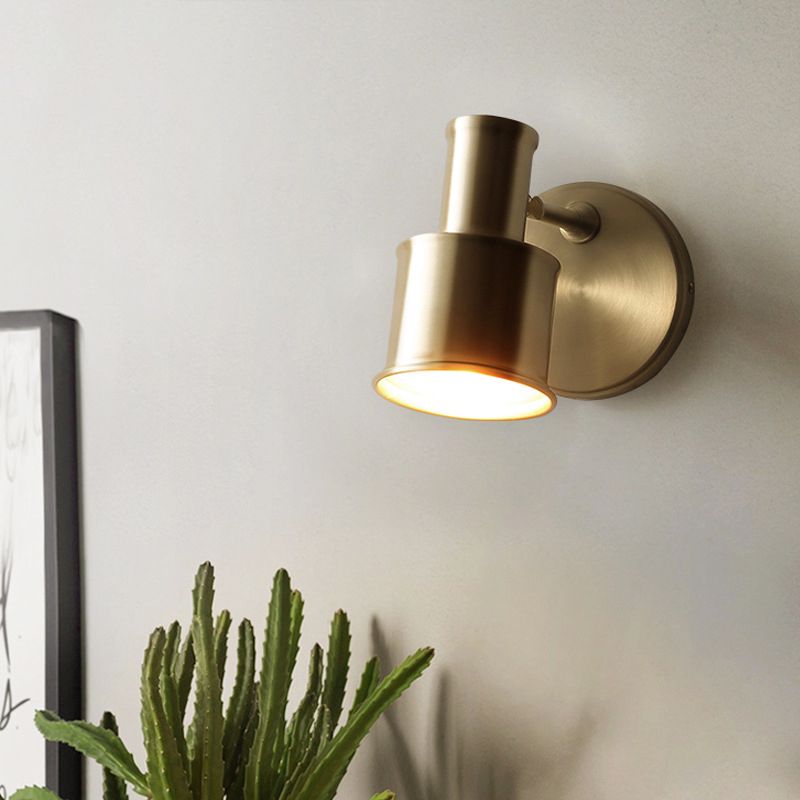 1-Light Simplicity Brass Wall Sconce Angle Adjustable Design Postmodern Style Wall Mount Light for Bedroom