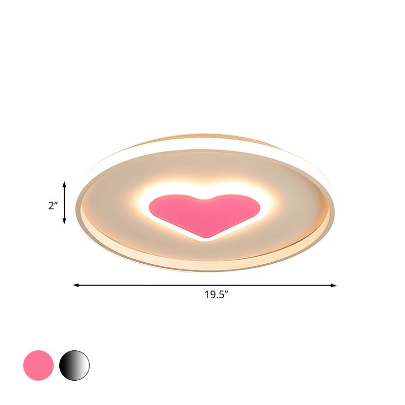 Nordic Loving Heart Unterputzleuchte, Acryl-LED-Schlafzimmer-Unterputzleuchte in Rosa/Schwarz und Weiß