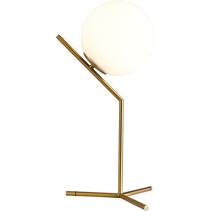 Modern Global Table Light White Glass 1 Light Table Lamp with Metal Backplate