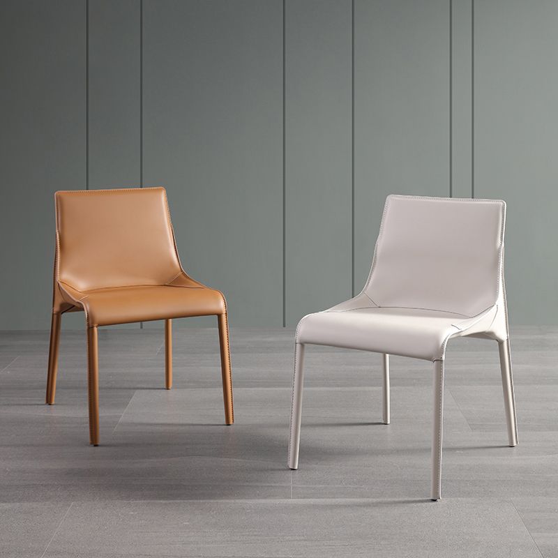 Faux Leather Contemporary Armless Chair Home Metal Dining Chair