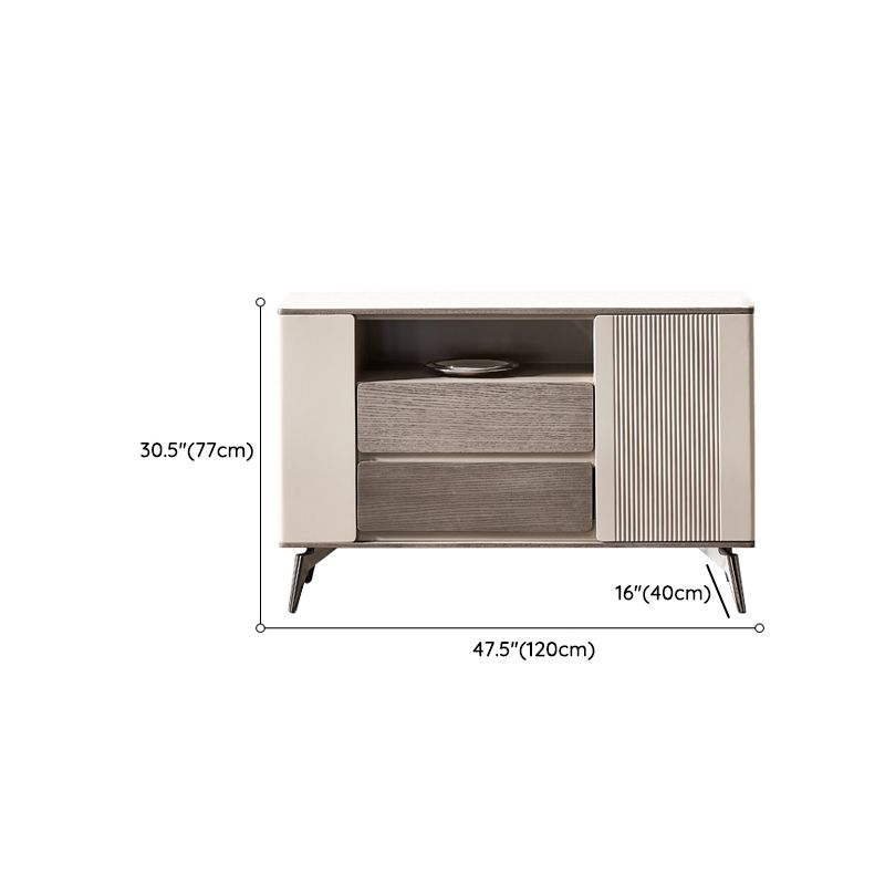 Modern Buffet Table Stone Sideboard Table with Doors for Kitchen