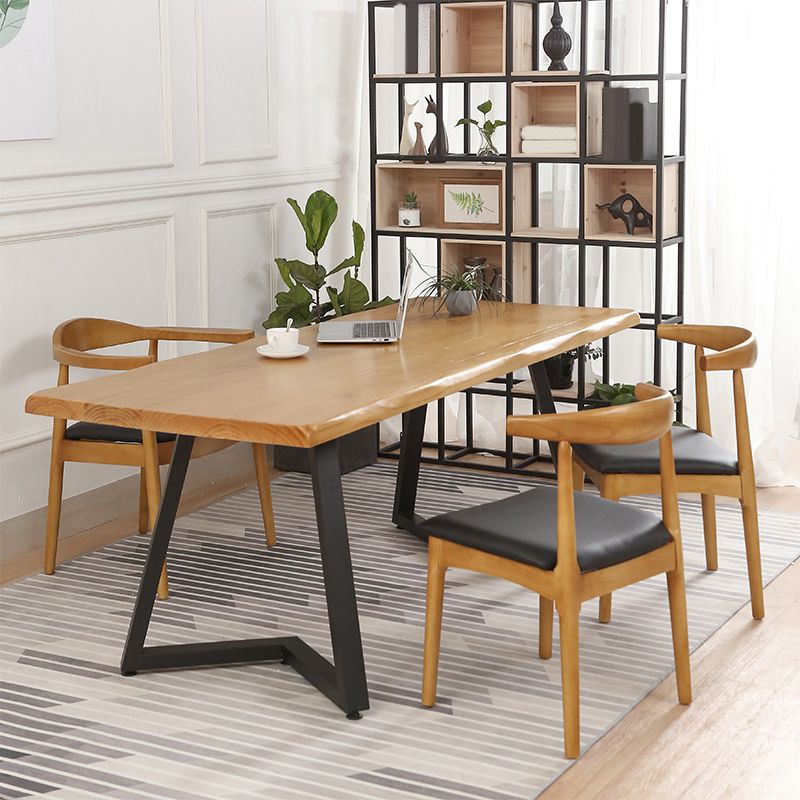 Industrial Dining Set 1/2/4/5 Pieces Solid Wood Double Pedestal Dinette Set