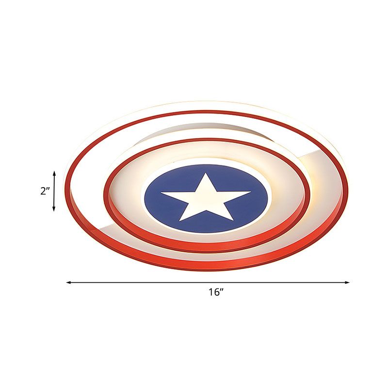 16"/19.5" W LED Boys Bedroom Flushmount Kids Red and Blue Ceiling Flush Mount Light with Circular Acrylic Shade