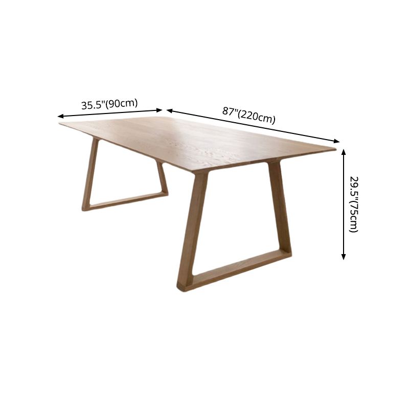 Mesa rectangular moderna de mediados de siglo, mesa fija de color madera con 4 patas