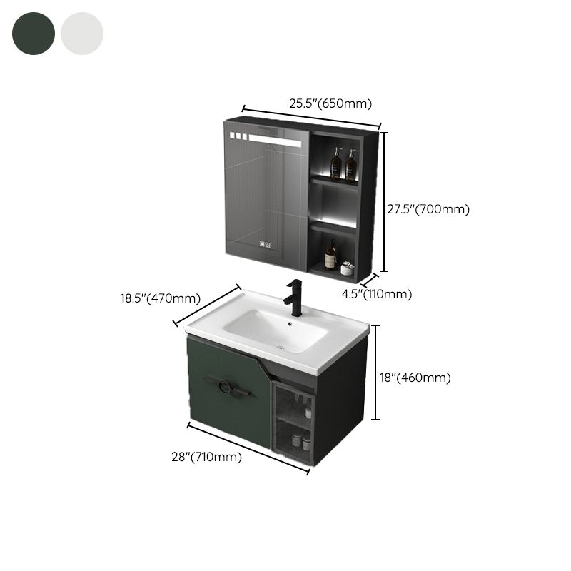 Metal Frame Bath Vanity Mirror Rectangle Wall Mount Single Sink Bathroom Vanity Set