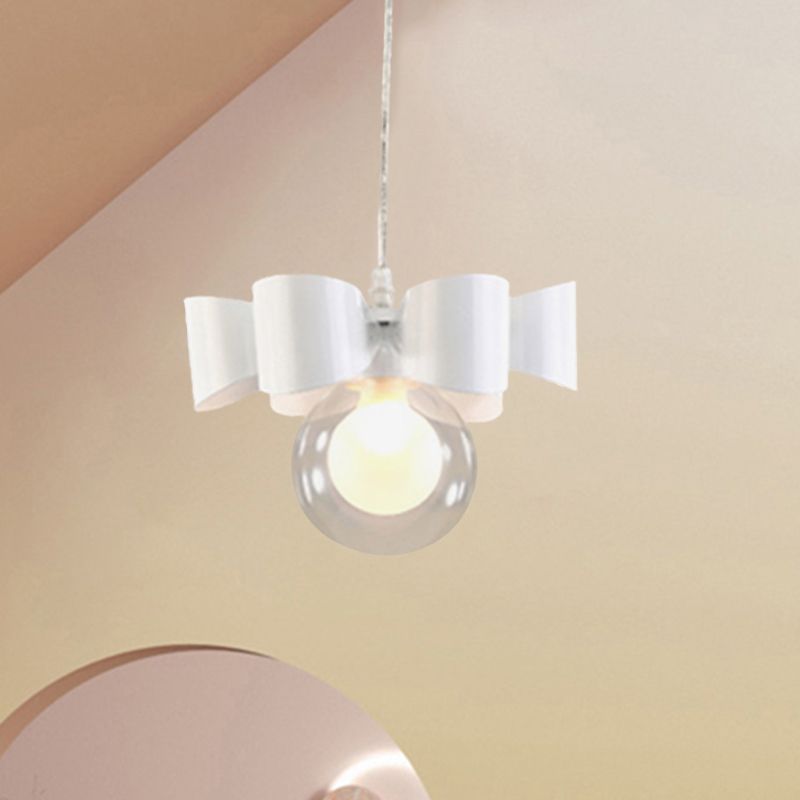 Iluminación colgante de esfera blanca con diseño de arco contemporáneo 1/3 luces lámpara de colgar de vidrio transparente