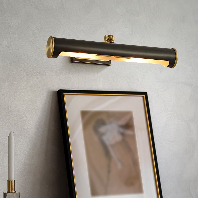 Solid Brass Modern Bath Bar 2 - Light Cylinder Bathroom Vanity Lighting in Black / Gold