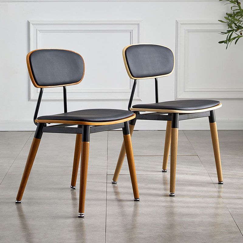 Scandinavian Open Back Dining Chairs Armless Wood Side Chairs