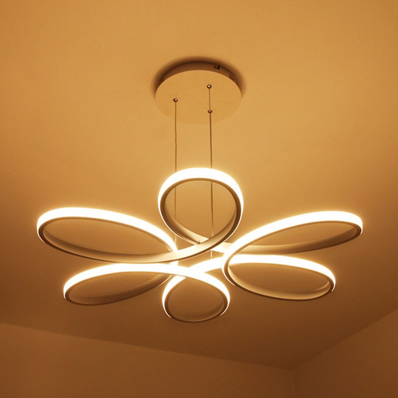 Wit LED lineair hanglampje in moderne creatieve stijl smeedijzeren hangende lamp met acrylschaduw