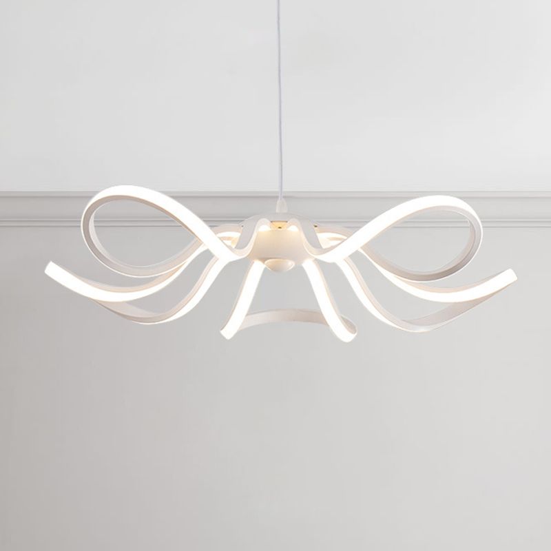 Petal Chandelier Lamp Modern Acrylic Single Light White Ceiling Pendant in White/Warm Light