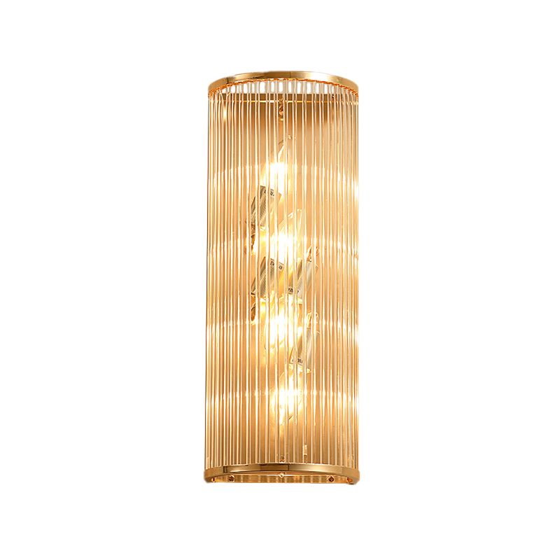 Minimalism Cylinder Wall Mount Lamp Crystal Rod 4 Lights Hallway Wall Sconce Lighting in Gold