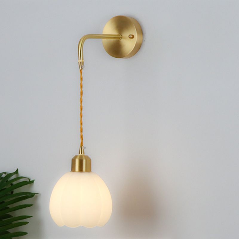 Nordic Style Wall Light Bell Shape Wall Lamp with Glass Shade for Bedroom