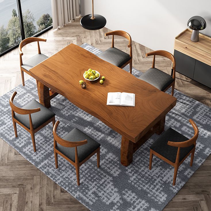 Minimalist Solid Wood Brown Dining Table Kitchen Rectangle Dining Table for Kitchen