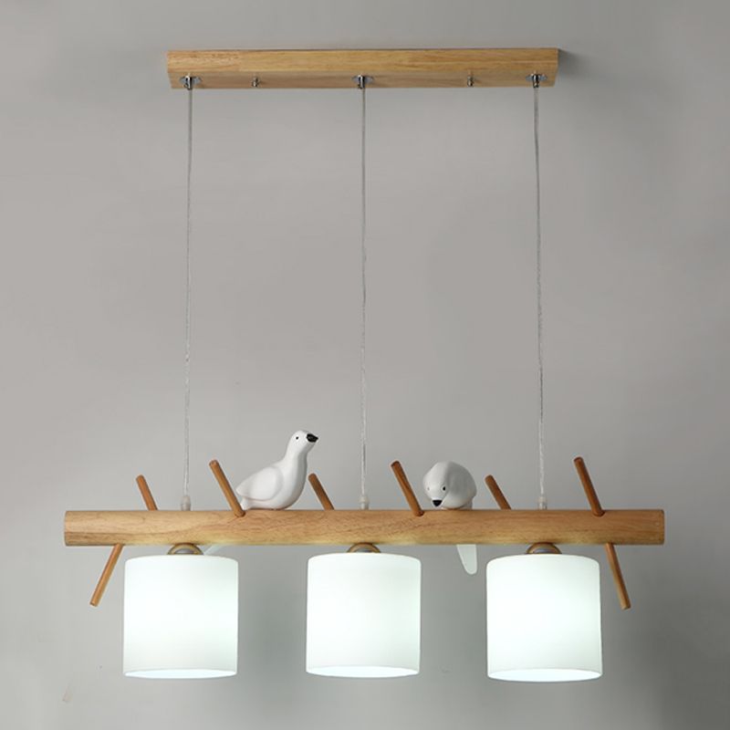 Zeitgenössische Anhängerleuchten Zylinder Hängende Lichter weißes Glas für Kücheninsel