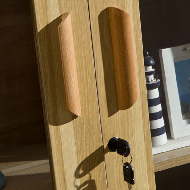 Modern Bookcase Closed Back Engineered Wood Bookshelf with Doors