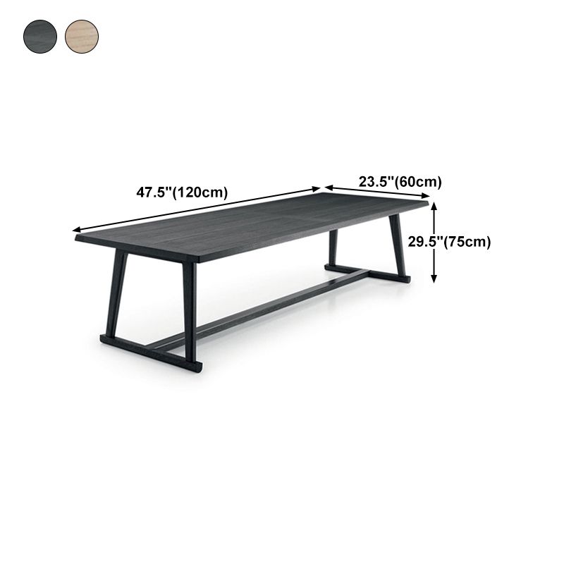 Table de salle à manger avec plateau en bois de pin, table de luxe traditionnelle avec base à tréteaux