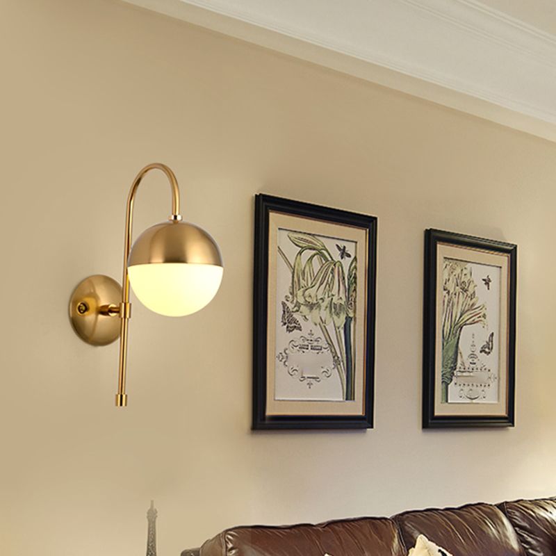 Contemporary Glass Shade Vanity Light Metal Wall Light Sconce for Washroom