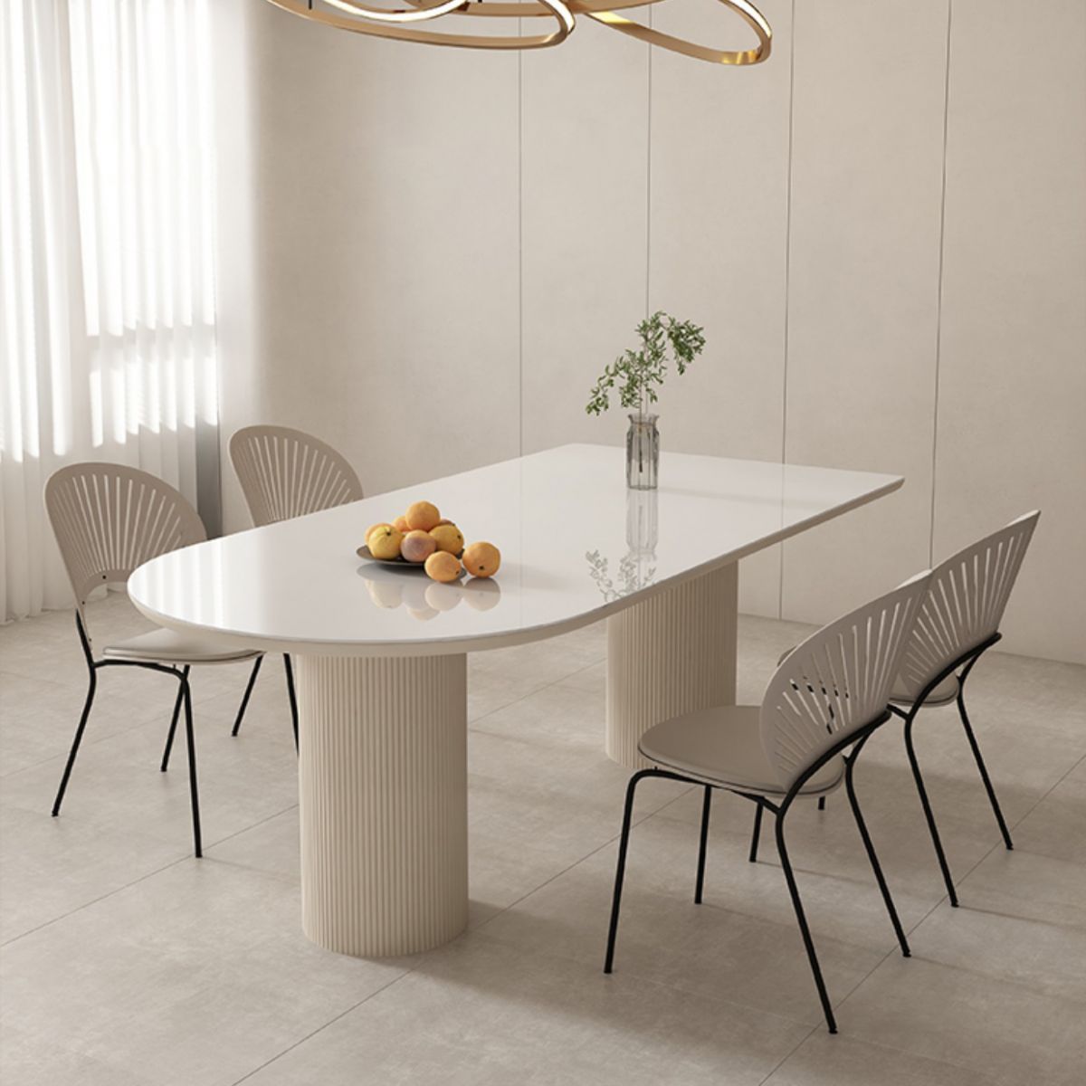 Glam Style Rectangle Table Set 1/2/4/5/6 Pieces Dining Set for Home Use