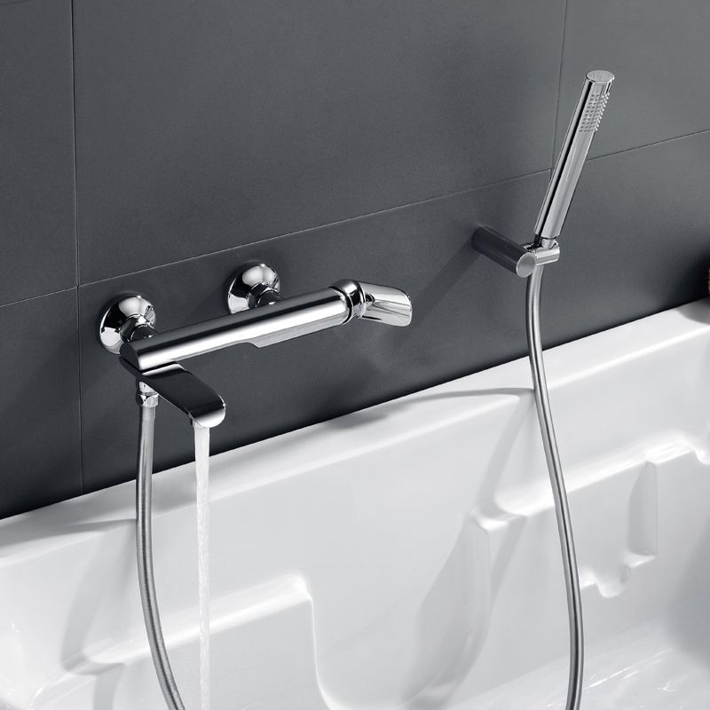 Contemporary Wall Mounted Copper Freestanding Tub Filler Single Handle Faucet