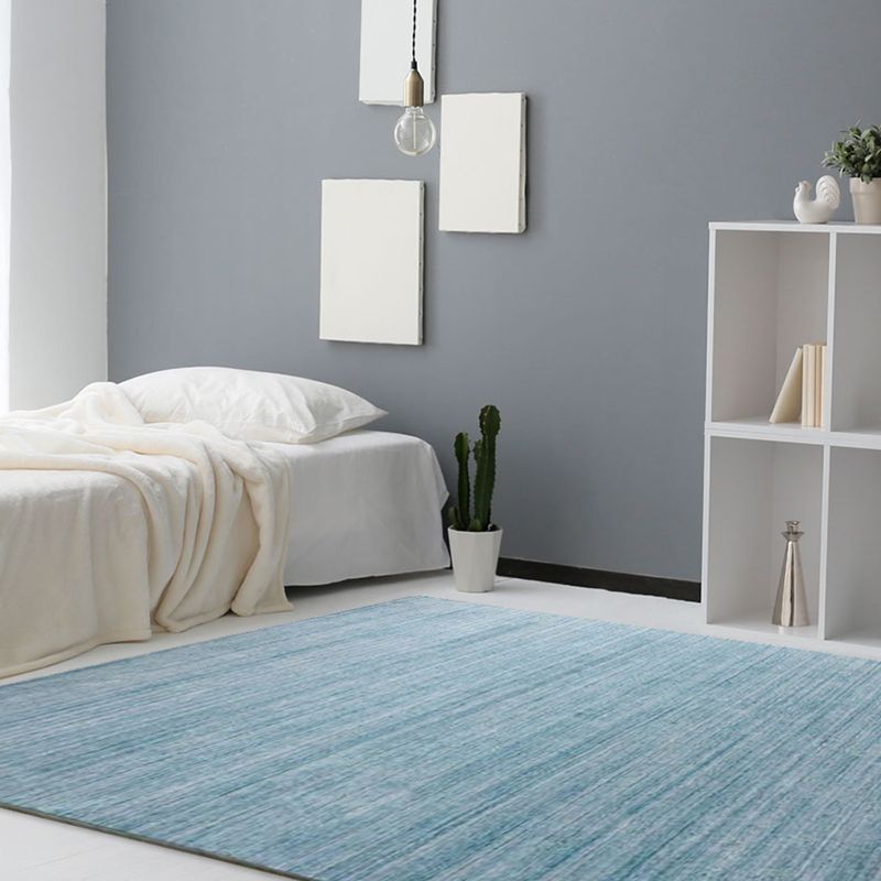 Tapis moderne bleu en Polyester de couleur Pure, lavable, pour la décoration de la maison