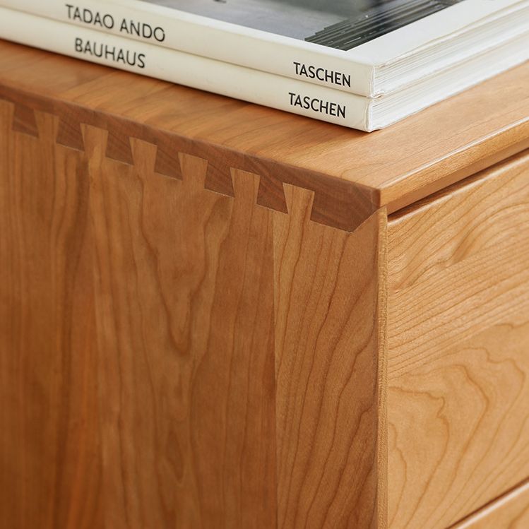 Pine Wood Accent Chest 37.8" Tall Side Cabinet with 5 Drawers
