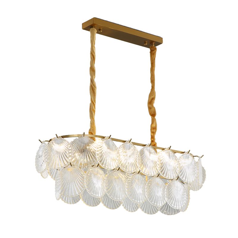 Modern Style Geometry Shape Island Lights Glass 8-Light Island Lighting in Gold