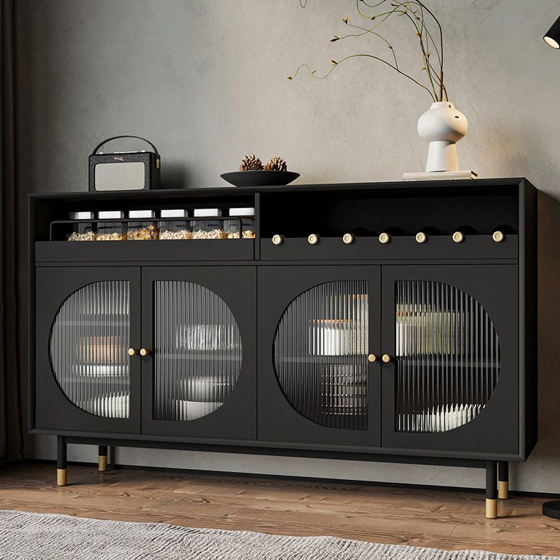 Black Wooden Side Board with Door Modern Minimalist Living Room Buffet Sideboard