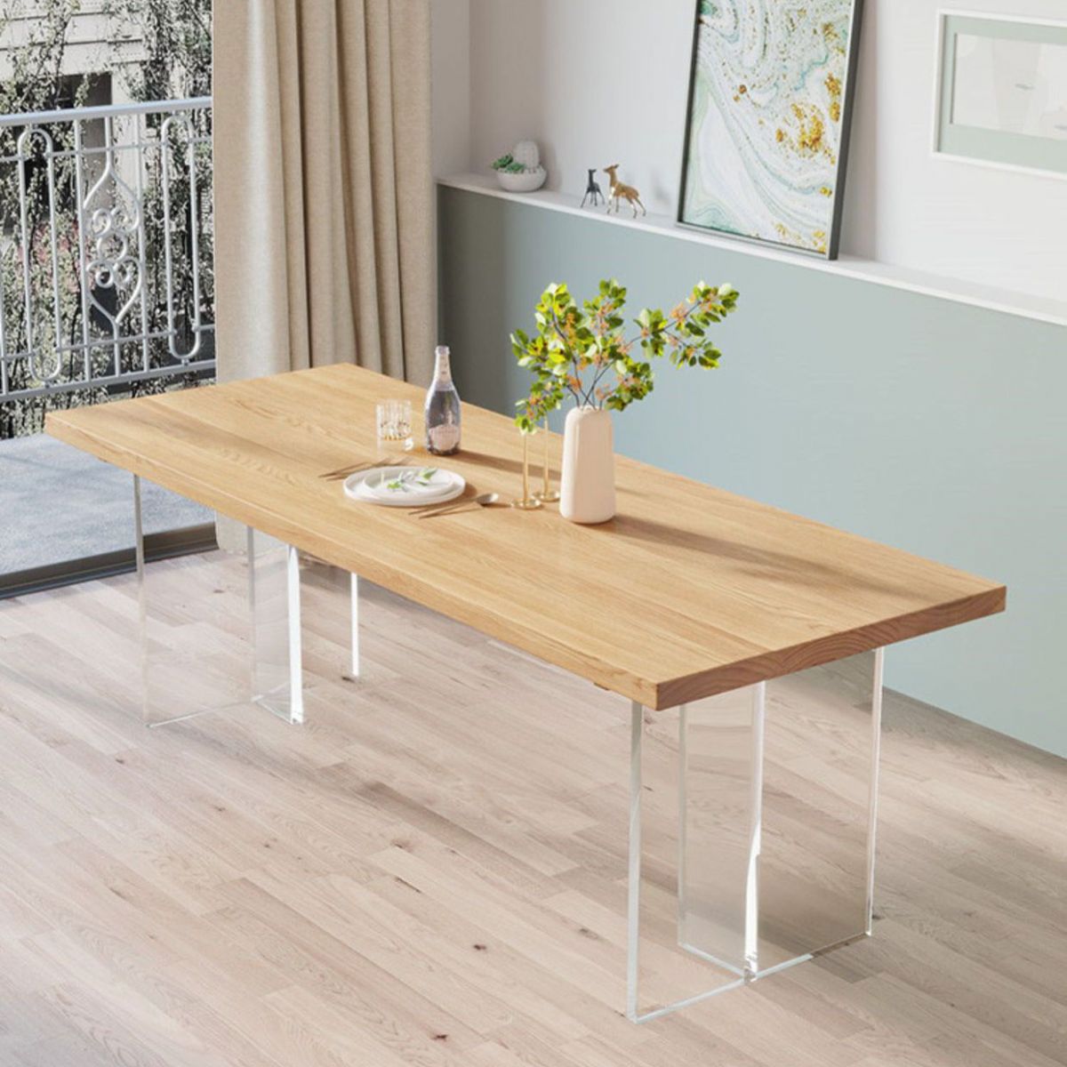 Modern 1/2/5 Pieces Dining Set Rectangle Ash Wood Dining Table for Dining Room