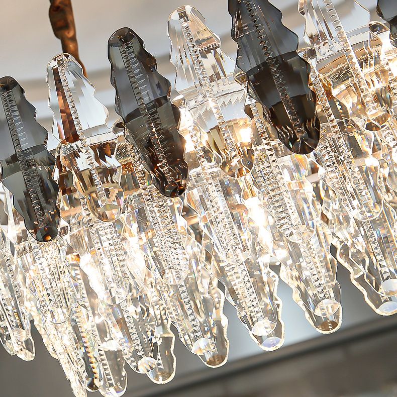 Luz de la isla de cristal sombreada lámpara de lámpara de lámpara de estilo moderno en transparente