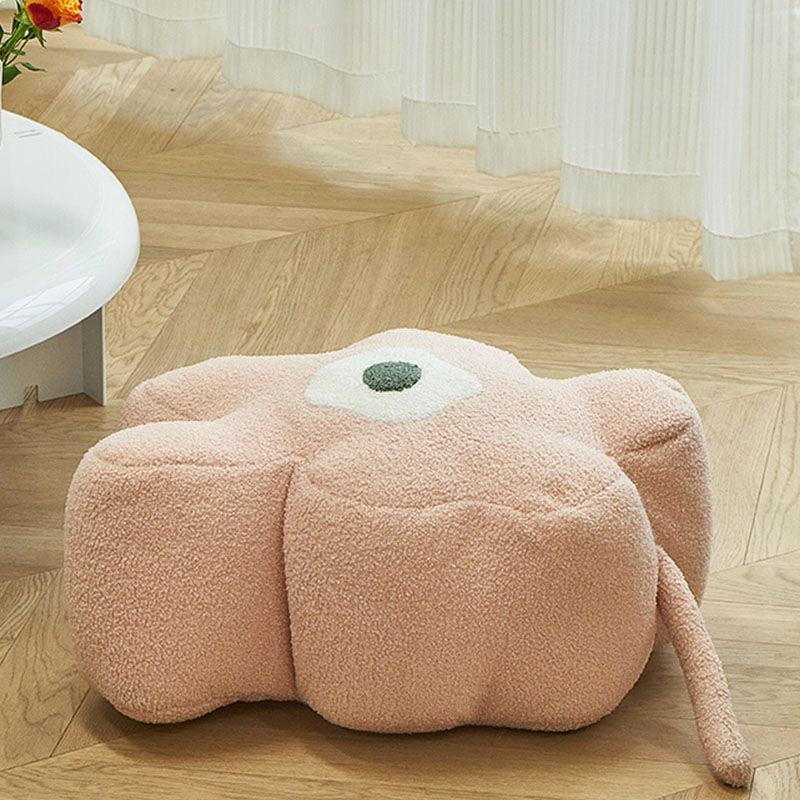 Contemporary Pouf Ottoman Velvet Upholstered Flower Shape Ottoman