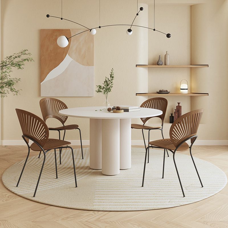 Round Dining Table Modern Furniture with Solid Wood Base for Home