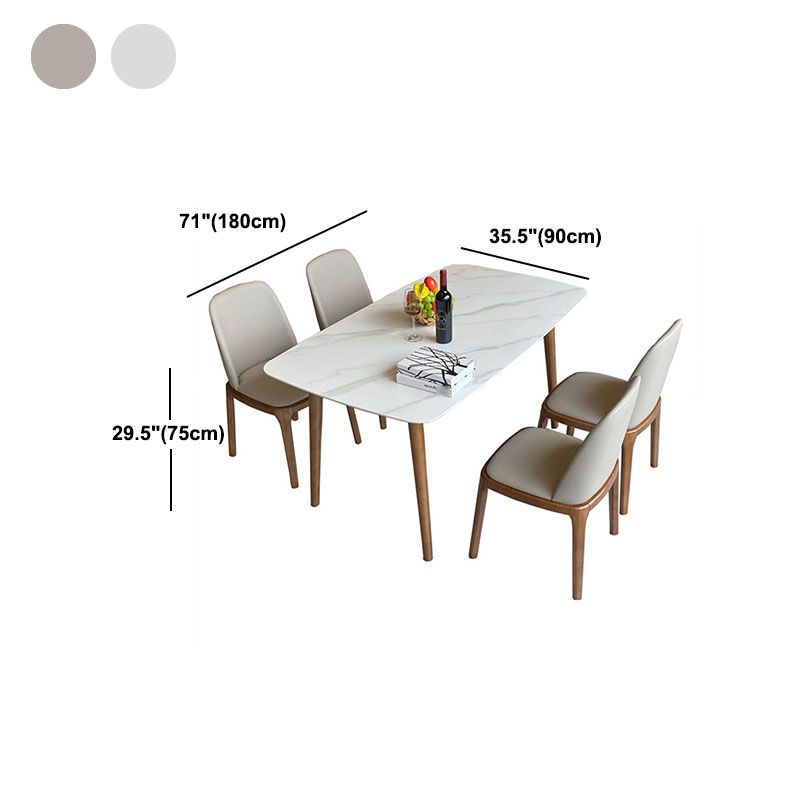 Contemporary Modern Rectangle Stone Table 4 Legs Home Kitchen Dinner Table