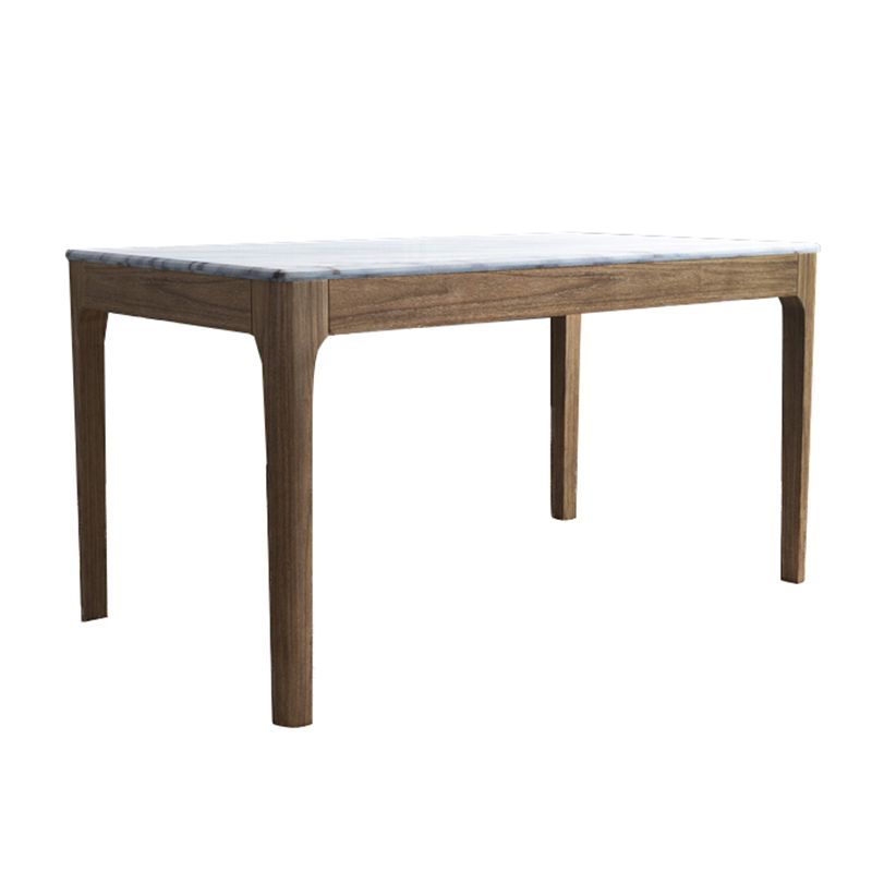 Rectangle Shape Mid-Century Dining Table Fixed Table with Marble