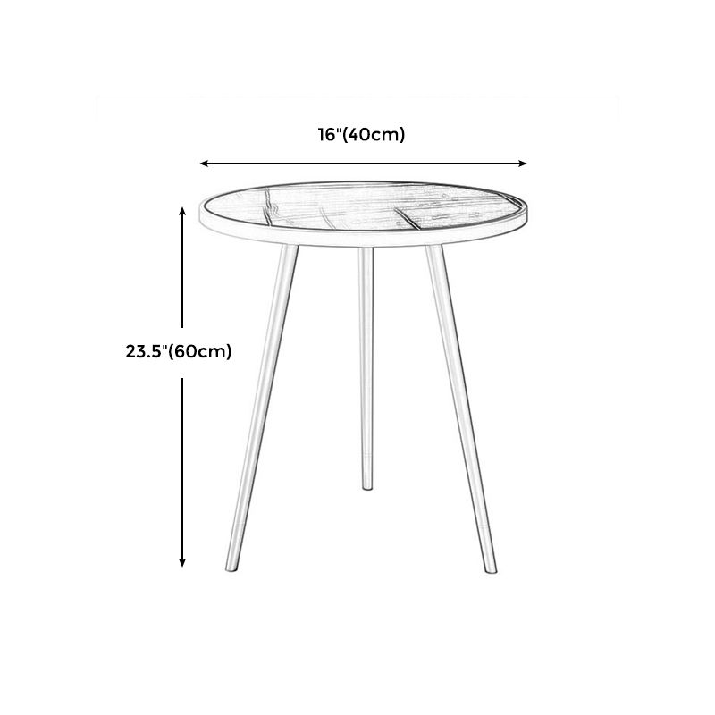 Modern Style Rock Slab Countertop Wood Base Grey/white/black Round Side Table