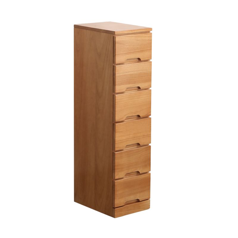 44" Tall Wooden 6-Drawer Accent Chest Square Top without Handle Cabinet