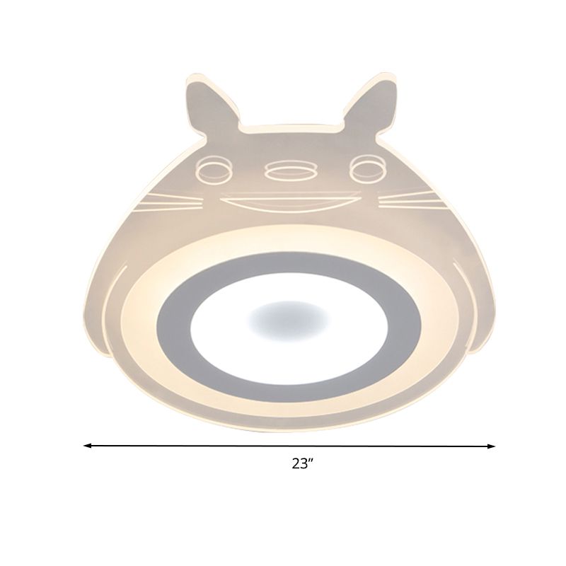 Cartoon Character Pet Ceiling Fixture Animal Acrylic LED Ceiling Mount Light in White for Baby Room