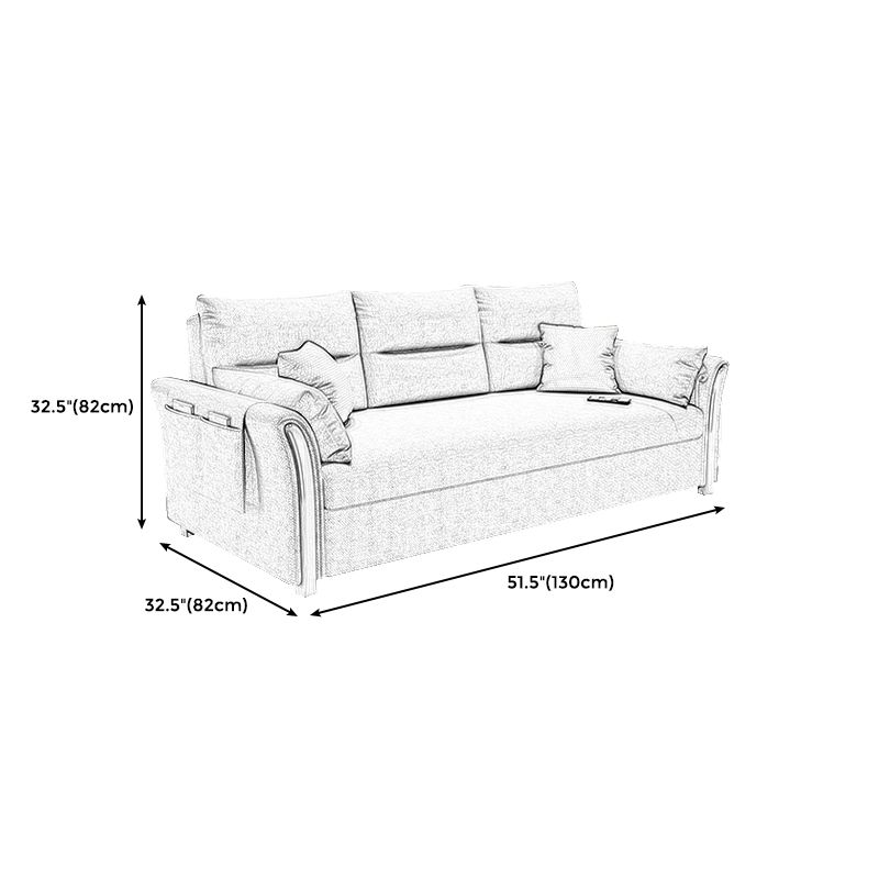 Brown Convertible Settee Furniture Flared Arm Standard Bed Settee