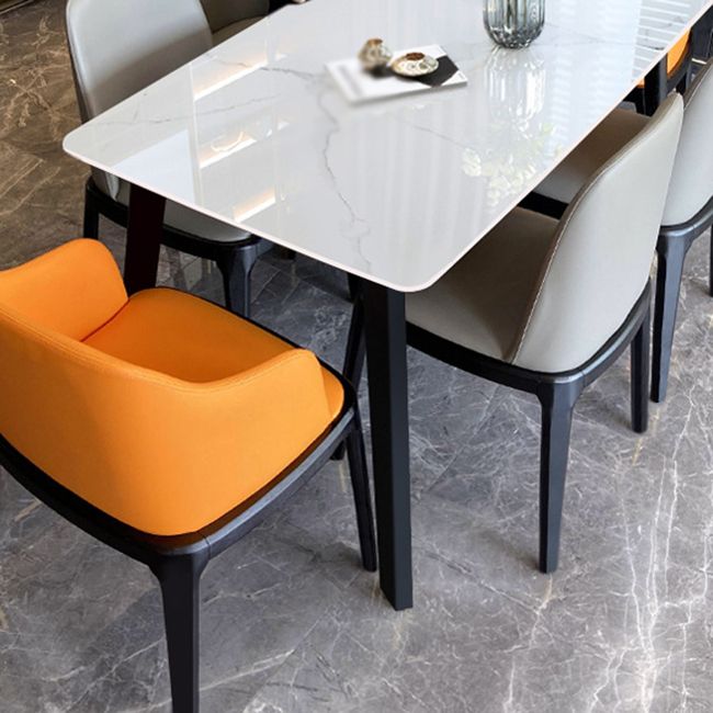 Stone Top Dining Table Rectangle Dining Table with 4 Solid Wood Legs