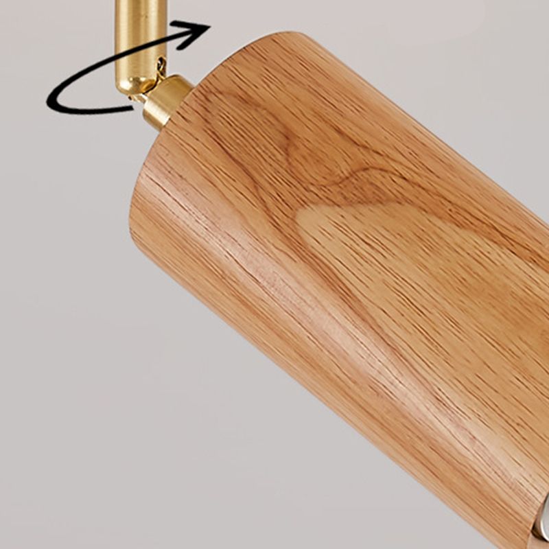 Modern Style Cylindrical Shape Ceiling Light Wood Multi Light Ceiling Light for Restaurant