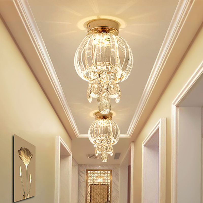 Apparecchiatura a soffitto a soffitto moderno moderno illuminazione a montaggio semi -filo in oro in vetro in vetro trasparente