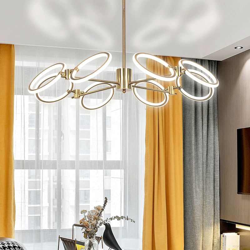 Kreis Kronleuchterlampe moderne Metall 8 Lichter Gold hängende Decke Licht in warmem/weißem Licht