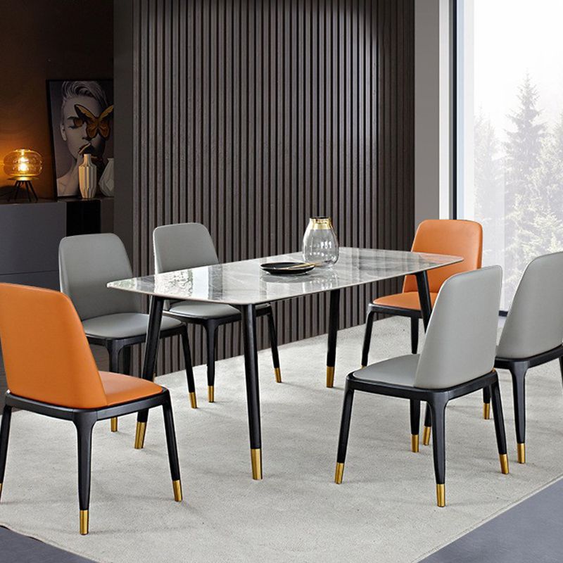 Nordic 1/4/5/7 Pieces Furniture Rectangle Stone Dining Table Set in Gray