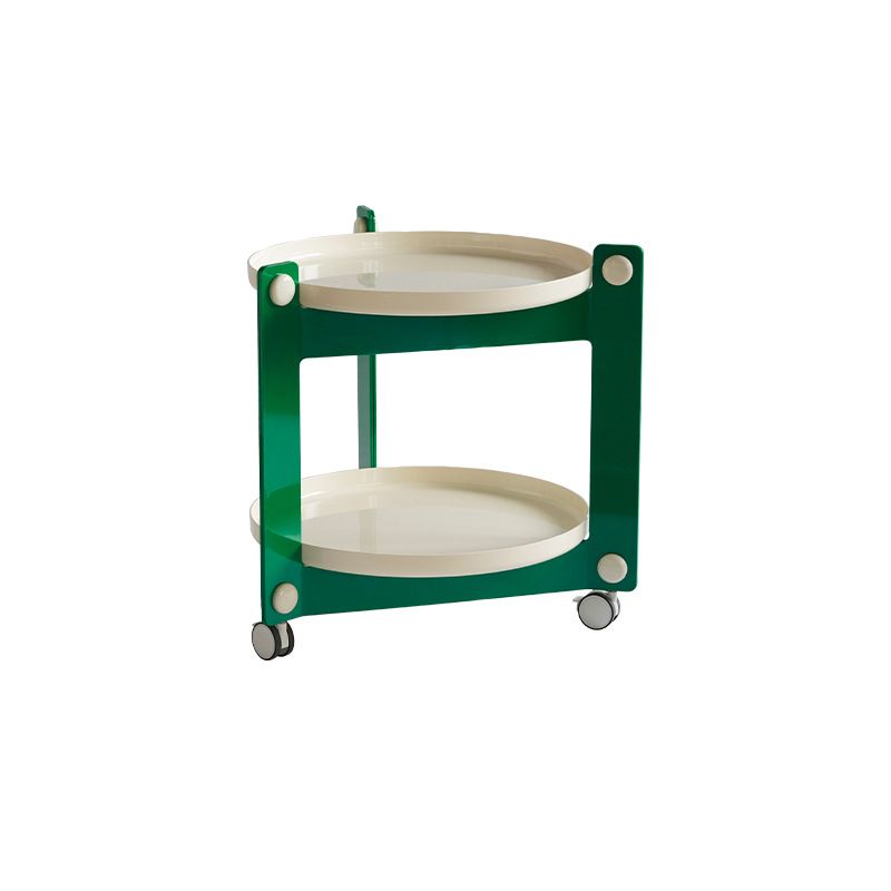 Contemporary Tray Top End Table Set Dia 25.6" 2 - Tier Side Table with Casters