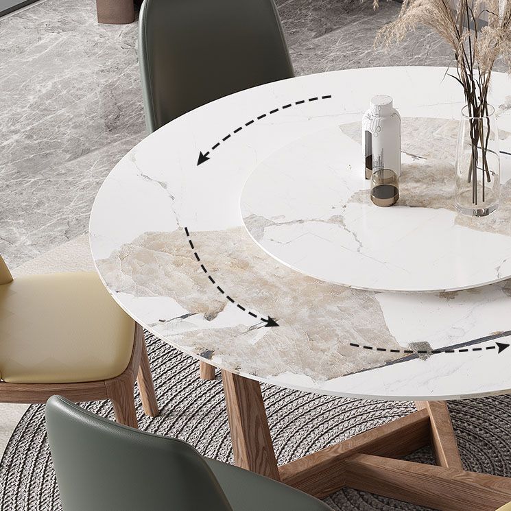 Round Dining Table Set 1/4/5/7 Pcs Solid Wood Frame Dining Table and Chairs